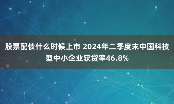 股票配债什么时候上市 2024年二季度末中国科技型中小企业获贷率46.8%