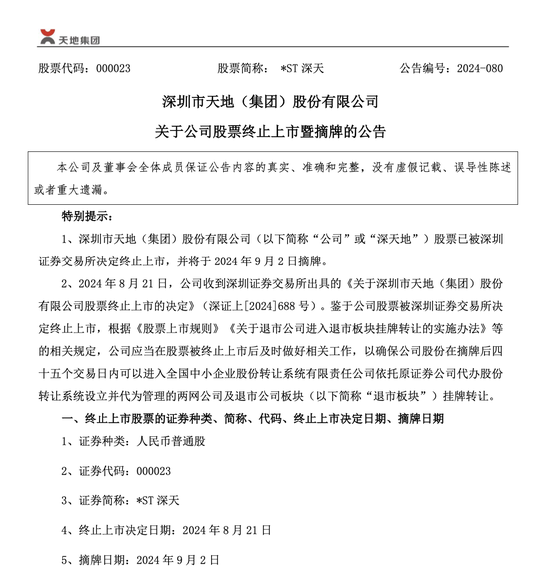 认可的股票配资知识 A股首例！*ST深天明日摘牌